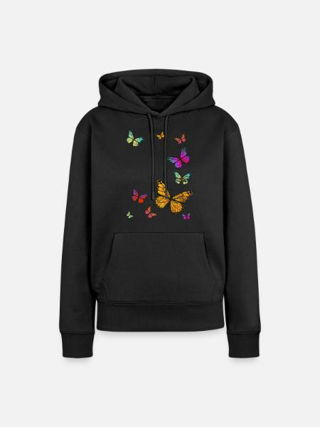 Schmetterlinge Schwarm - Frauen Premium Bio Hoodie - Schwarz