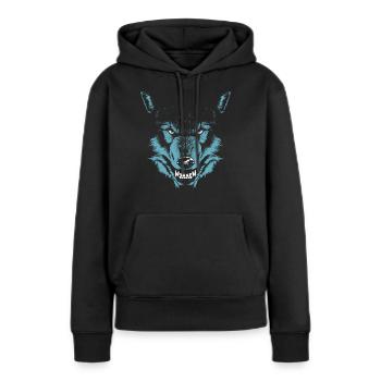 Wolf Kopf Tier - Frauen Premium Bio Hoodie - Schwarz - Vorne - Julia (174cm)