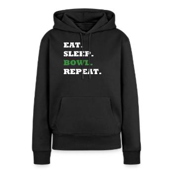 EAT. SLEEP. BOWL. REPEAT. - Sweat à capuche Premium bio Femme - noir - Devant - Julia (174cm)