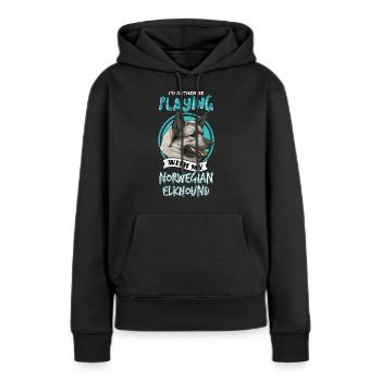 Norwegischer Elchhund - Frauen Premium Bio Hoodie - Schwarz - Vorne - Julia (174cm)