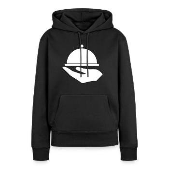 Servir - Serveur avec plateau - Sweat à capuche Premium bio Femme - noir - Devant - Julia (174cm)