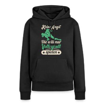 Volleyballerin - Frauen Premium Bio Hoodie - Schwarz - Vorne - Julia (174cm)