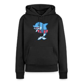 Delfin - Sweat à capuche Premium bio Femme - noir - Devant - Julia (174cm)