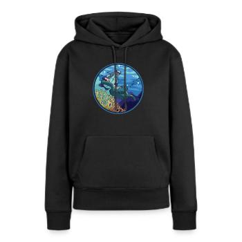 Schildkröten Riff Taucher - Frauen Premium Bio Hoodie - Schwarz - Vorne - Julia (174cm)
