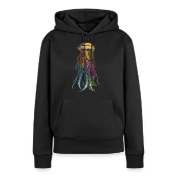 Qualle bunt - Frauen Premium Bio Hoodie - Schwarz - Vorne - Julia (174cm)