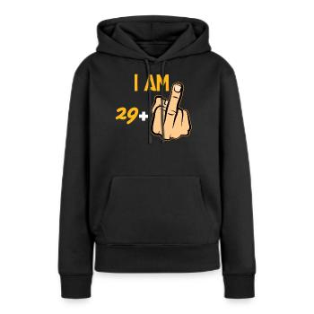 30e anniversaire - Sweat à capuche Premium bio Femme - noir - Devant - Julia (174cm)