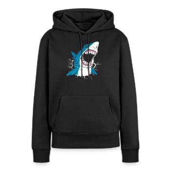 Requin requin - Sweat à capuche Premium bio Femme - noir - Devant - Julia (174cm)