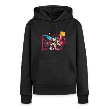 Velociraptor polygone - Sweat à capuche Premium bio Femme - noir - Devant - Julia (174cm)