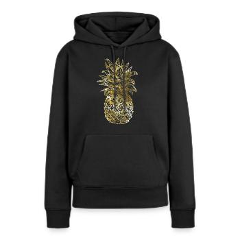 ananas - Sweat à capuche Premium bio Femme - noir - Devant - Julia (174cm)