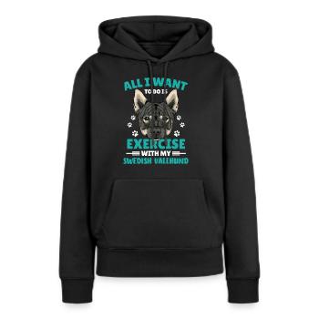 Schwedischer Vallhund Swedish Vallhund - Frauen Premium Bio Hoodie - Schwarz - Vorne - Julia (174cm)