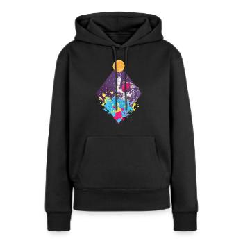 Spaceman coloré volant - Sweat à capuche Premium bio Femme - noir - Devant - Julia (174cm)