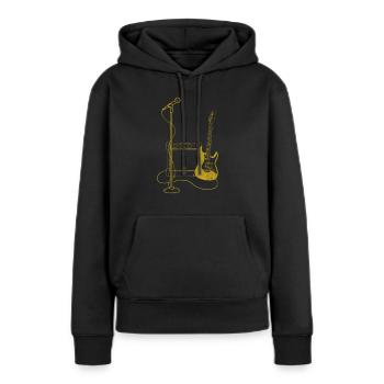 Concert de guitare - Sweat à capuche Premium bio Femme - noir - Devant - Julia (174cm)