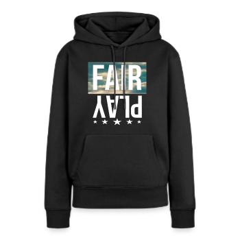 Fair Play - Frauen Premium Bio Hoodie - Schwarz - Vorne - Julia (174cm)