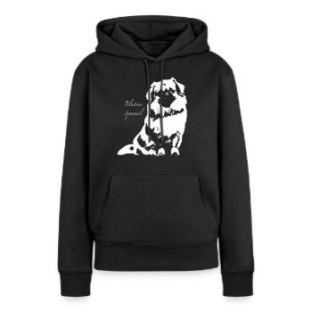 Epagneul Tibétain - Sweat à capuche Premium bio Femme - noir - Devant - Julia (174cm)