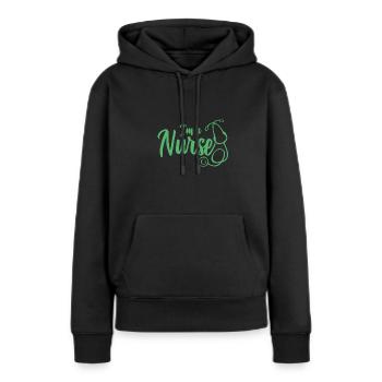 Pflege - Frauen Premium Bio Hoodie - Schwarz - Vorne - Julia (174cm)