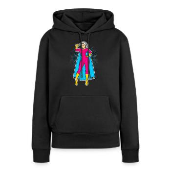 Puissance femme femme puissance super femme super héroïne - Sweat à capuche Premium bio Femme - noir - Devant - Julia (174cm)