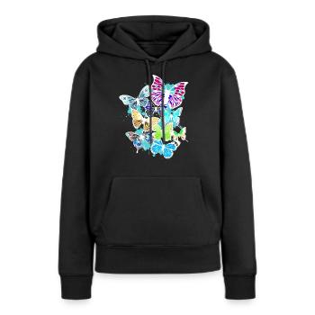 Bunte Schmetterlinge - Frauen Premium Bio Hoodie - Schwarz - Vorne - Julia (174cm)