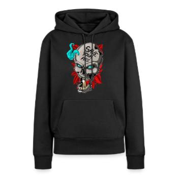 Sauve ton cul - Sweat à capuche Premium bio Femme - noir - Devant - Julia (174cm)
