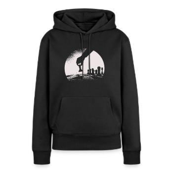 Échiquier - Sweat à capuche Premium bio Femme - noir - Devant - Julia (174cm)