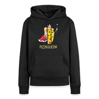 Pizzaqueen Geschenk Salami Pizza Freundin Foodie - Frauen Premium Bio Hoodie - Schwarz - Vorne - Julia (174cm)
