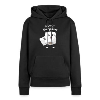 Assholes Everywhere Geschenk Klopapier Beleidigung - Frauen Premium Bio Hoodie - Schwarz - Vorne - Julia (174cm)