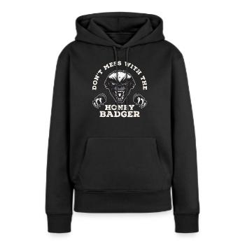Honigdachs Jäger - Frauen Premium Bio Hoodie - Schwarz - Vorne - Julia (174cm)