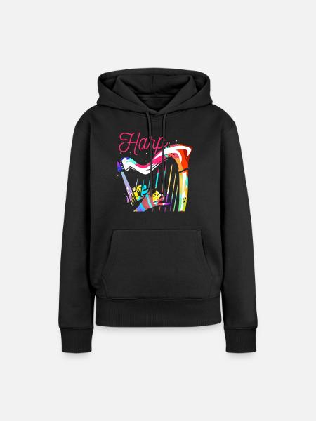 harpe - Sweat à capuche Premium bio Femme - noir