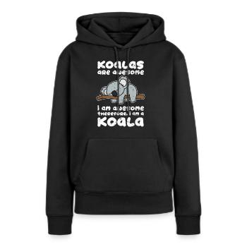 Koala - Frauen Premium Bio Hoodie - Schwarz - Vorne - Julia (174cm)