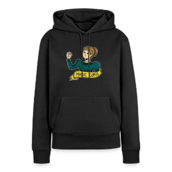 Marie Curie - Sweat à capuche Premium bio Femme - noir - Devant - Julia (174cm)