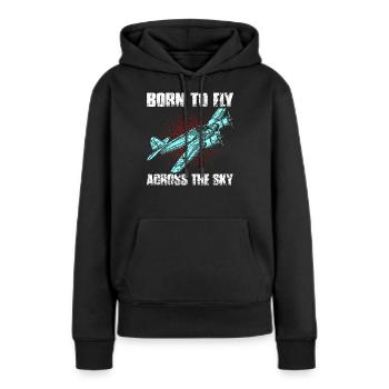 Pilote aviateur avion volant - Sweat à capuche Premium bio Femme - noir - Devant - Julia (174cm)