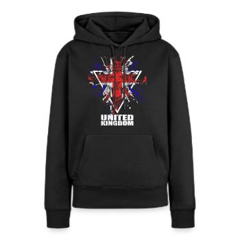 United Kingdom UK Union Jack - Frauen Premium Bio Hoodie - Schwarz - Vorne - Julia (174cm)