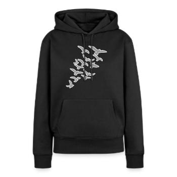 Oiseaux oiseaux migrateurs - Sweat à capuche Premium bio Femme - noir - Devant - Julia (174cm)
