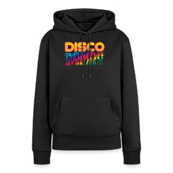 Musique disco - Sweat à capuche Premium bio Femme - noir - Devant - Julia (174cm)