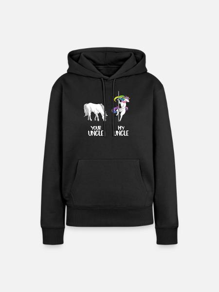 Your Uncle my Uncle LGBT Einhorn LGBTQ homosexuell - Frauen Premium Bio Hoodie - Schwarz