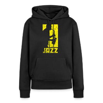 Jazz - Frauen Premium Bio Hoodie - Schwarz - Vorne - Julia (174cm)