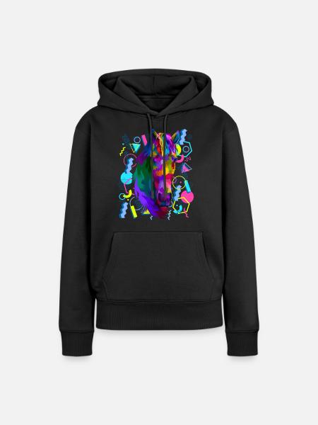 Pferd Lieblingstier - Frauen Premium Bio Hoodie - Schwarz