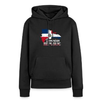 Dominikanische Republik - Frauen Premium Bio Hoodie - Schwarz - Vorne - Julia (174cm)