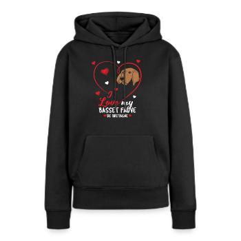 Basset Fauve de Bretagne - Sweat à capuche Premium bio Femme - noir - Devant - Julia (174cm)