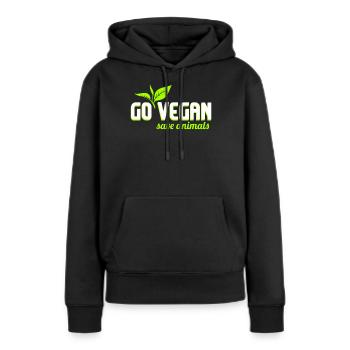 Vegan Vegan Vegan Activiste des droits des animaux - Sweat à capuche Premium bio Femme - noir - Devant - Julia (174cm)