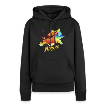 Continent européen - Sweat à capuche Premium bio Femme - noir - Devant - Julia (174cm)