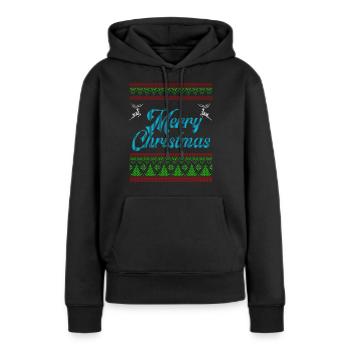 Noël laid Noël renne - Sweat à capuche Premium bio Femme - noir - Devant - Julia (174cm)
