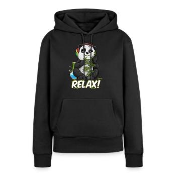 Relax bekiffter Panda Kiffer Pandabär Cannabis - Frauen Premium Bio Hoodie - Schwarz - Vorne - Julia (174cm)