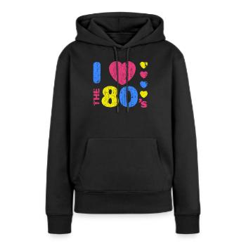 Eighties 80s 1980s vintage 1980 Party Love - Women’s Premium Organic Hoodie - black - Front - Julia (174cm)