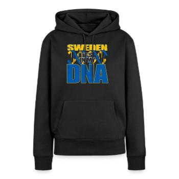 Schweden Schwedisch Flagge DNA - Frauen Premium Bio Hoodie - Schwarz - Vorne - Julia (174cm)