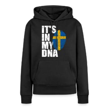Schweden Schwede Schwedisch Flagge DNA - Frauen Premium Bio Hoodie - Schwarz - Vorne - Julia (174cm)