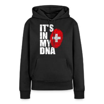 Schweiz Schweizer Swiss Flagge DNA Fingerabdruck - Frauen Premium Bio Hoodie - Schwarz - Vorne - Julia (174cm)