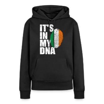 Irlande Drapeau irlandais irlandais ADN - Sweat à capuche Premium bio Femme - noir - Devant - Julia (174cm)