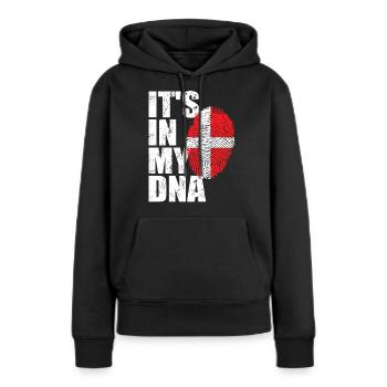 Danmark dansk - Dame Premium hoodie, økologisk bomuld - sort - Foran - Julia (174cm)