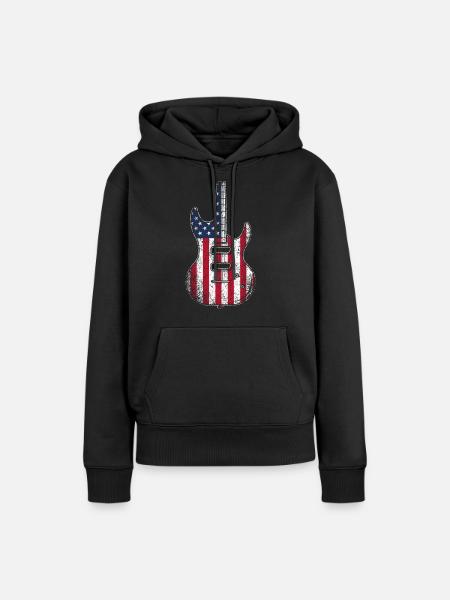 Gitarre USA - Frauen Premium Bio Hoodie - Schwarz
