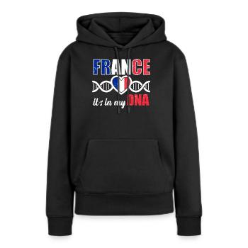 France Frankreich DNA - Frauen Premium Bio Hoodie - Schwarz - Vorne - Julia (174cm)